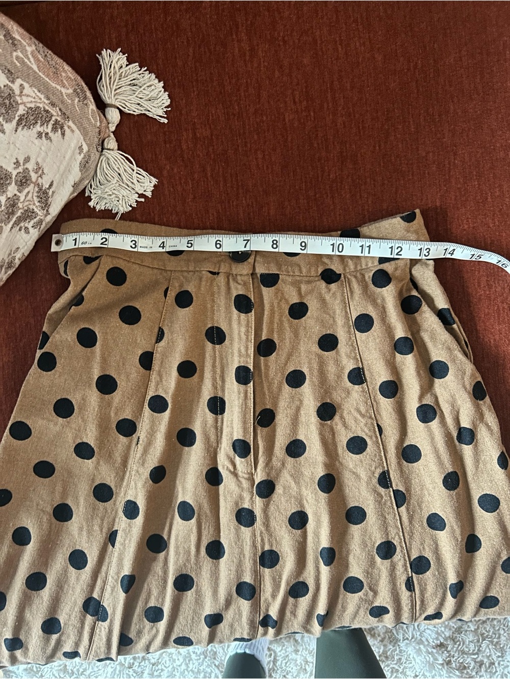 Dress Forum Tan Midi Skirt with Black Polka Dots - Picture 5 of 6